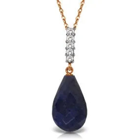 8.88 Carat 14K Solid Rose Gold Necklace Briolette Drop Sapphire