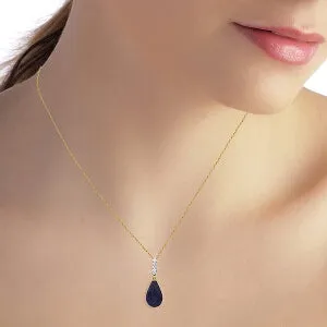 8.88 Carat 14K Solid Yellow Gold Necklace Briolette Drop Sapphire