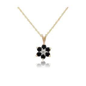 9 karat Gelbes Gold Saphir & Diamant 18zoll Halskette