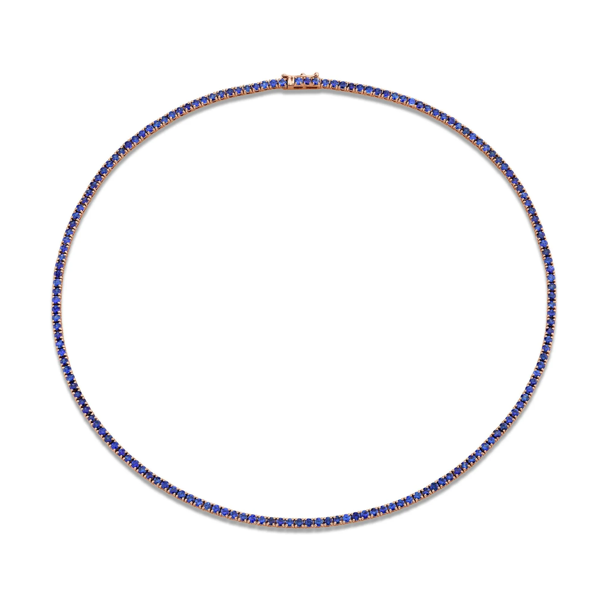 9.06 Carat 18k White Gold Blue Sapphire Straight Line Necklace