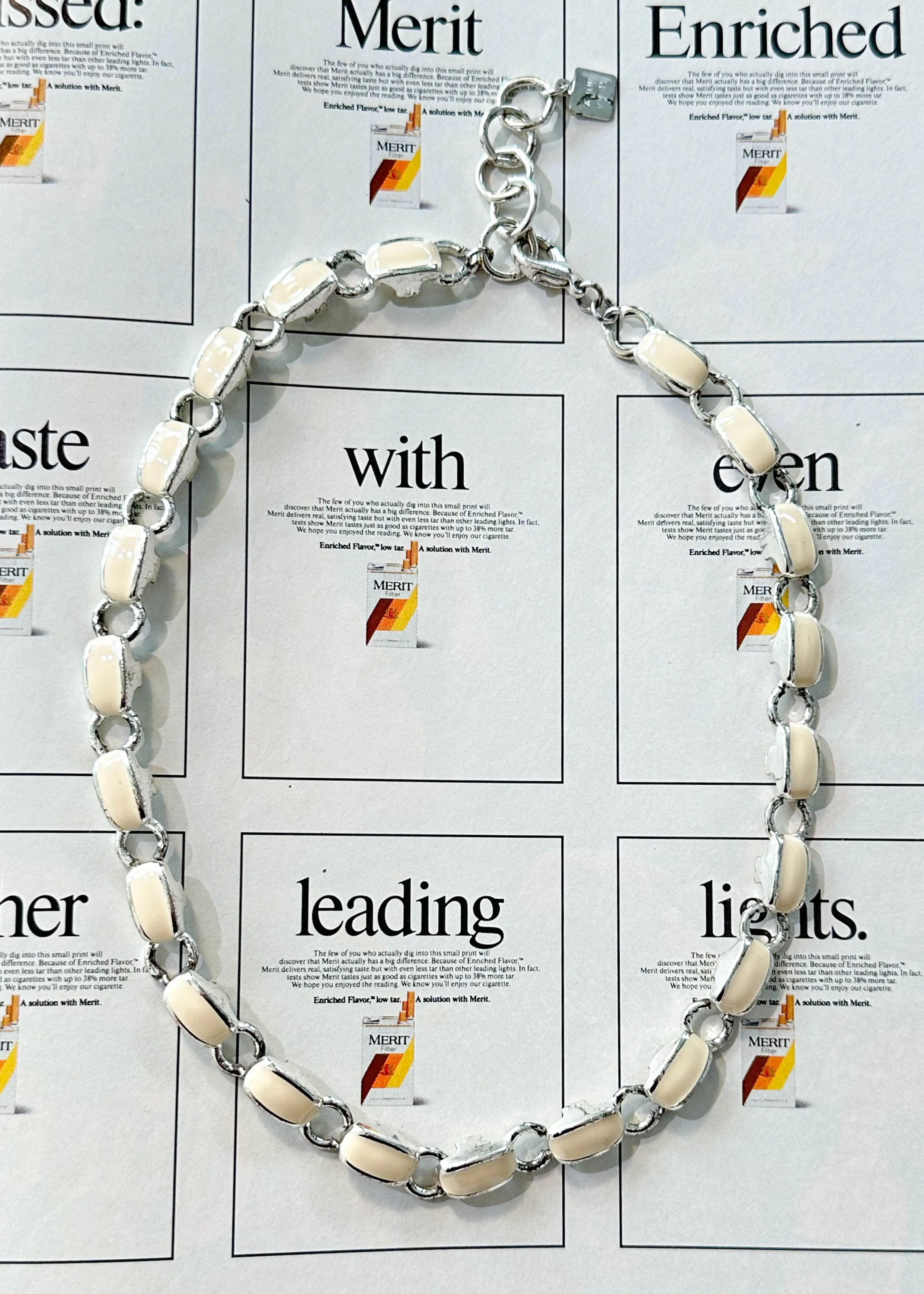 90's Cream & Silver Link Choker