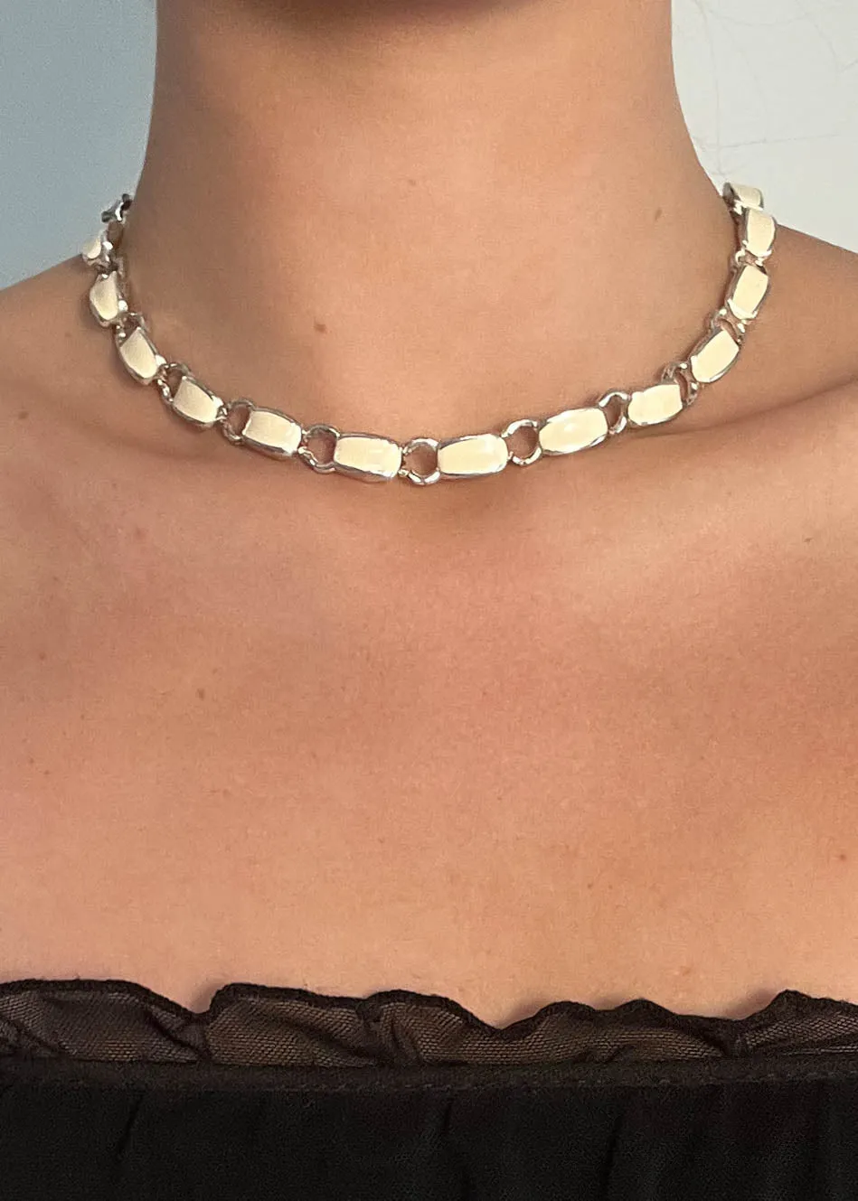 90's Cream & Silver Link Choker