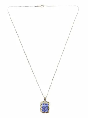.925 Silver/Gold Square Tanzanite Necklace