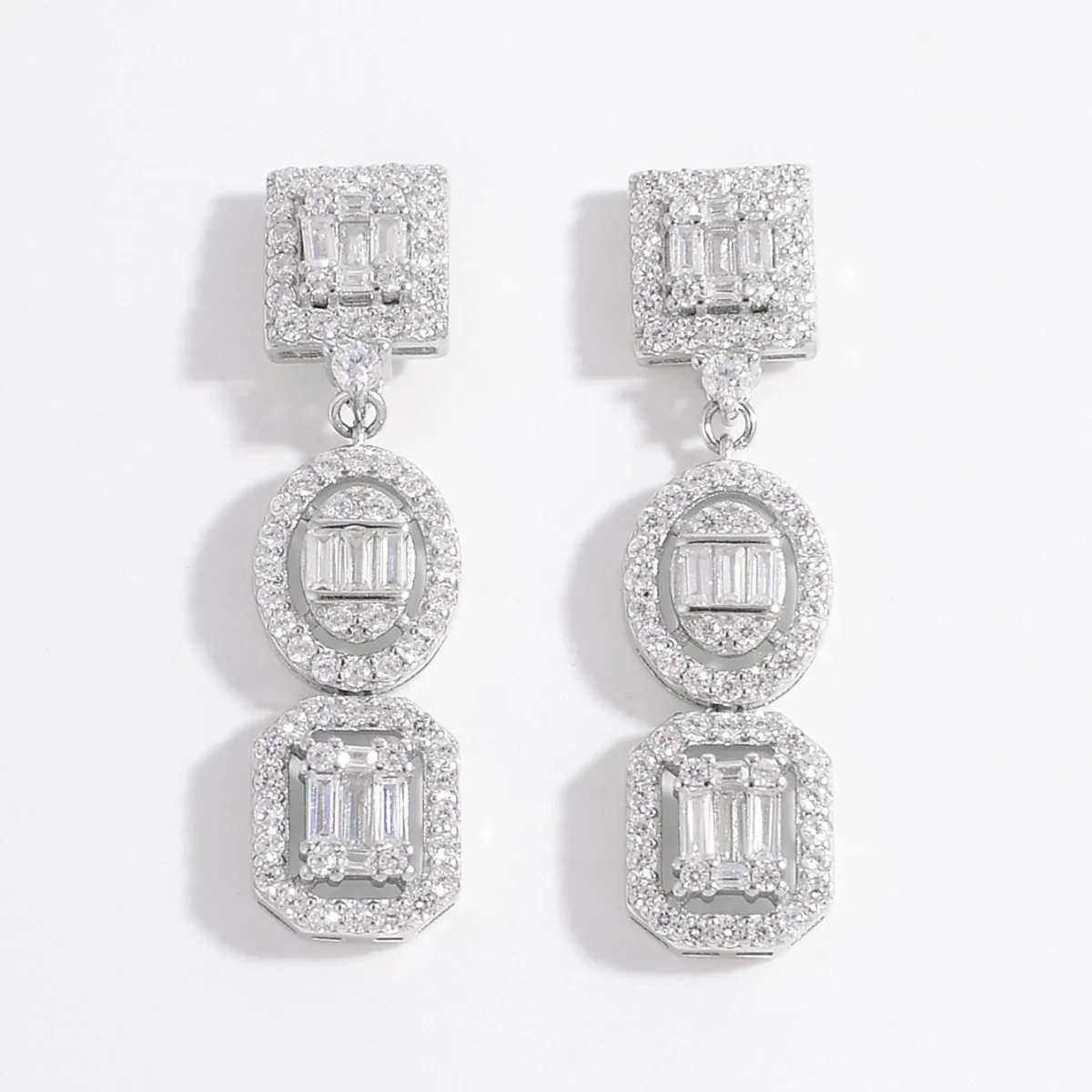 925 Sterling Silver Inlaid Zircon Glamorous Drop Earrings
