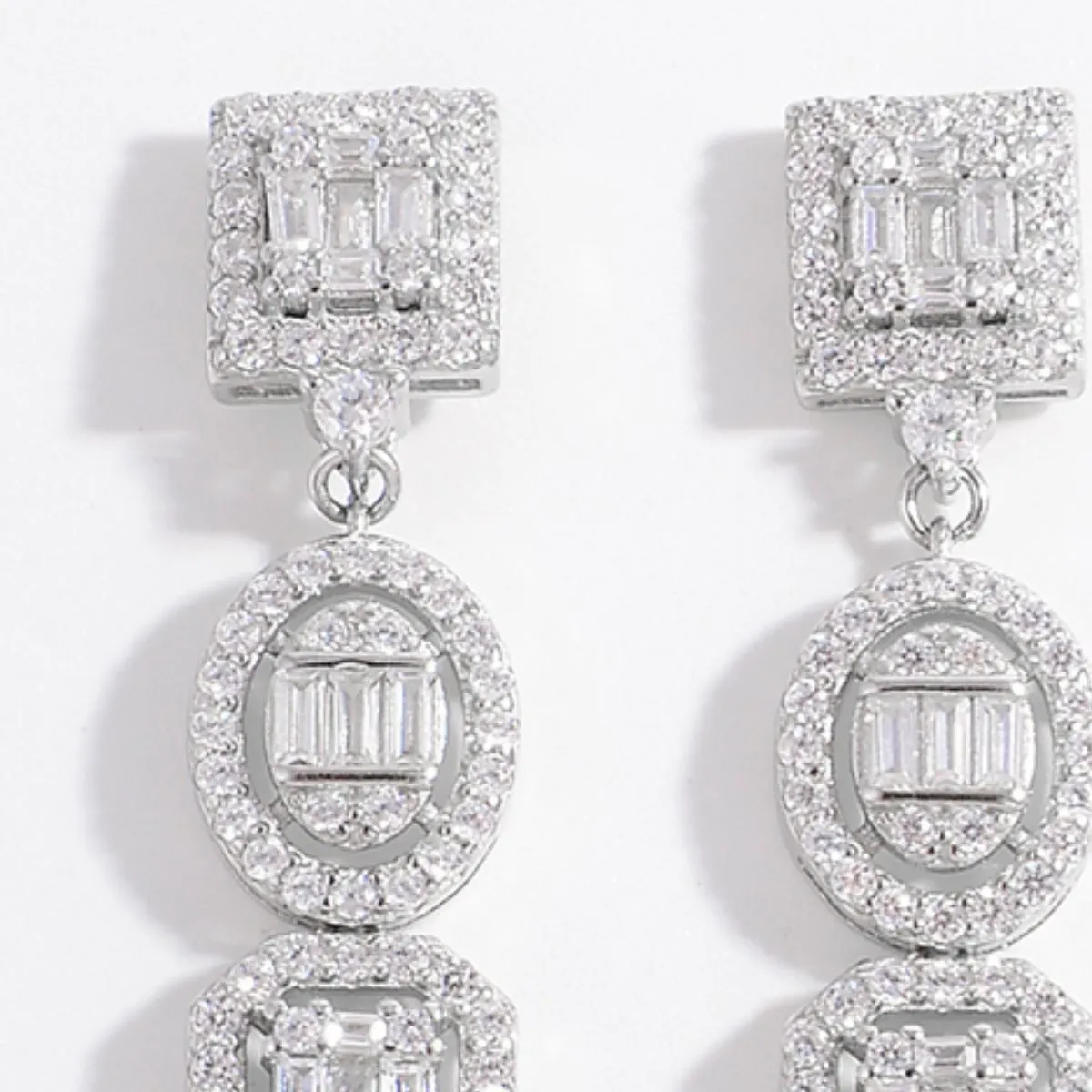 925 Sterling Silver Inlaid Zircon Glamorous Drop Earrings