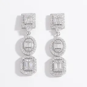 925 Sterling Silver Inlaid Zircon Glamorous Drop Earrings