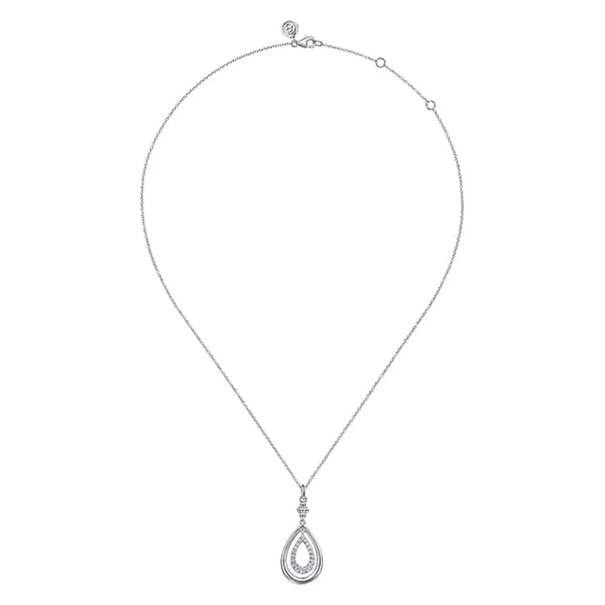 925 Sterling Silver Octagon White Sapphire Bujukan Drop Pendant Necklace