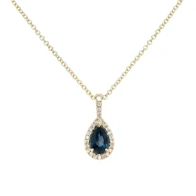 9ct Yellow Gold 0.50ct Sapphire & Diamond Halo Pendant