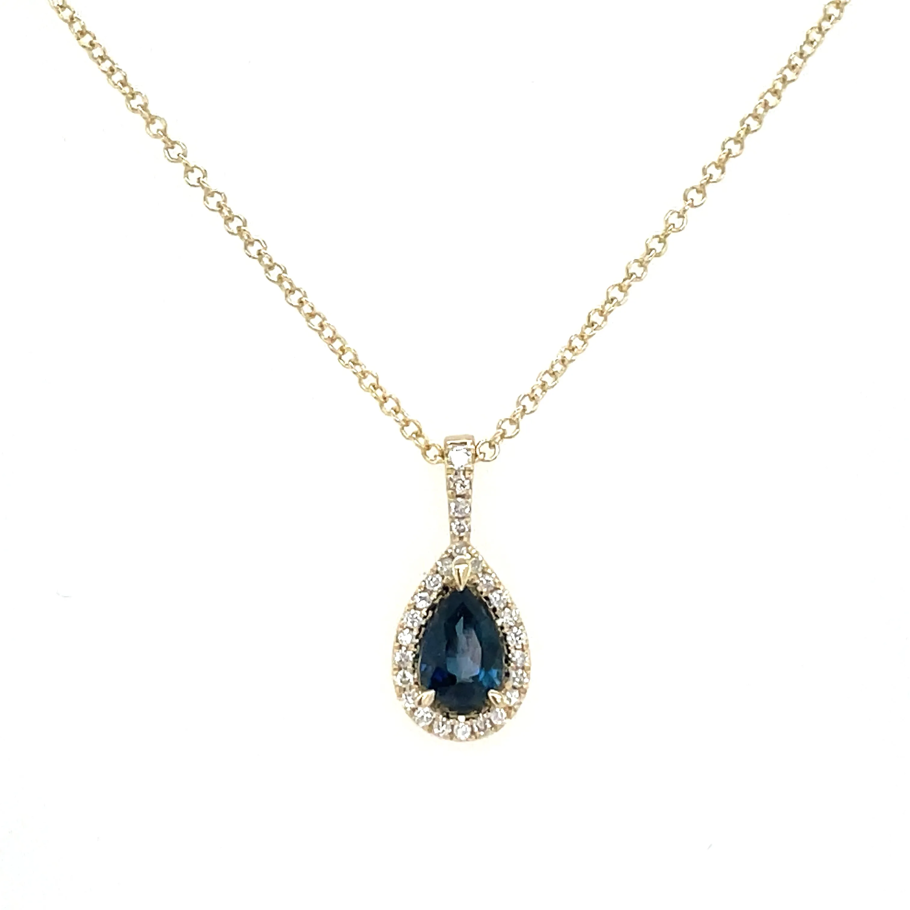 9ct Yellow Gold 0.50ct Sapphire & Diamond Halo Pendant