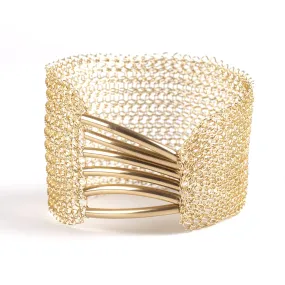A Symmetric Gold Cuff Bracelet, Gold Mesh Bracelet