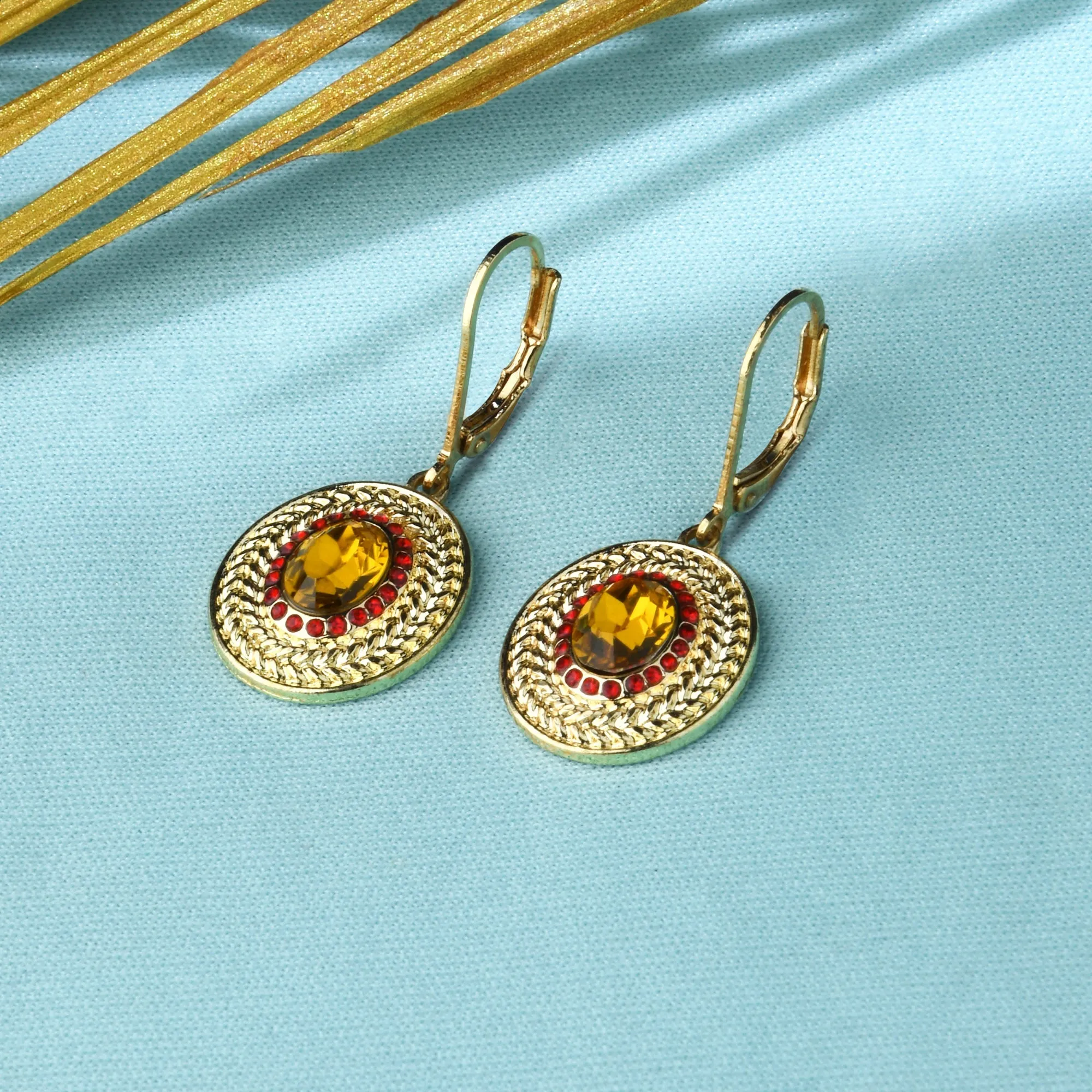 Amber Embossed Coin Short Drop