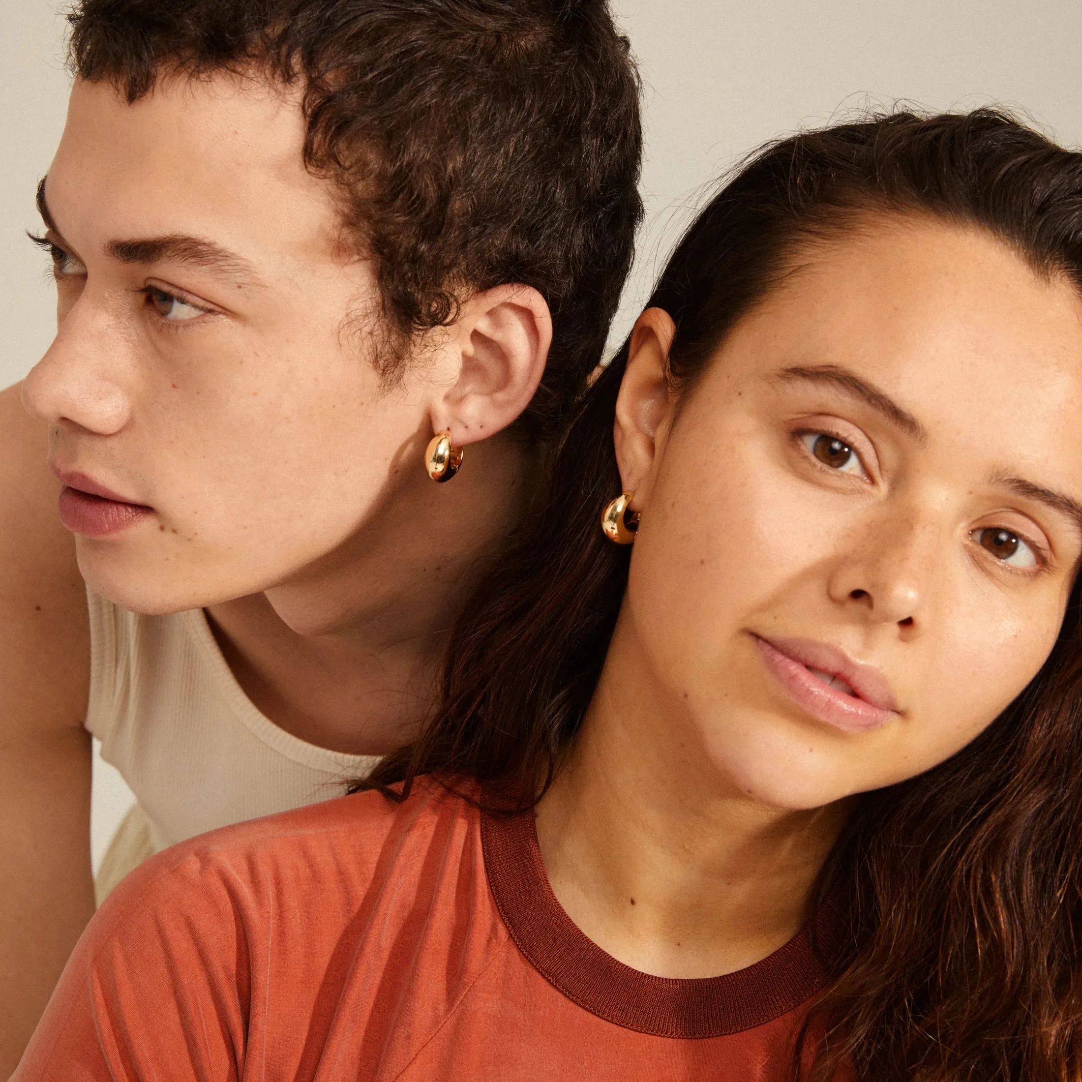 Amber Recycled Chunky Hoops - Gold Plated