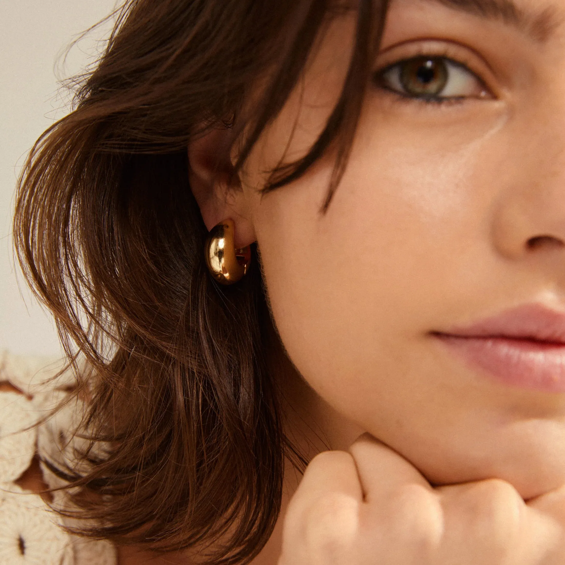 Amber Recycled Chunky Hoops - Gold Plated