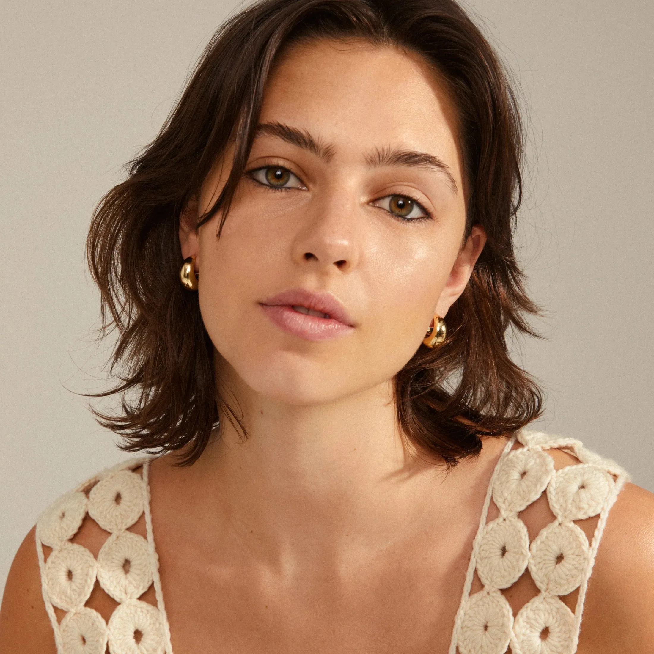 Amber Recycled Chunky Hoops - Gold Plated