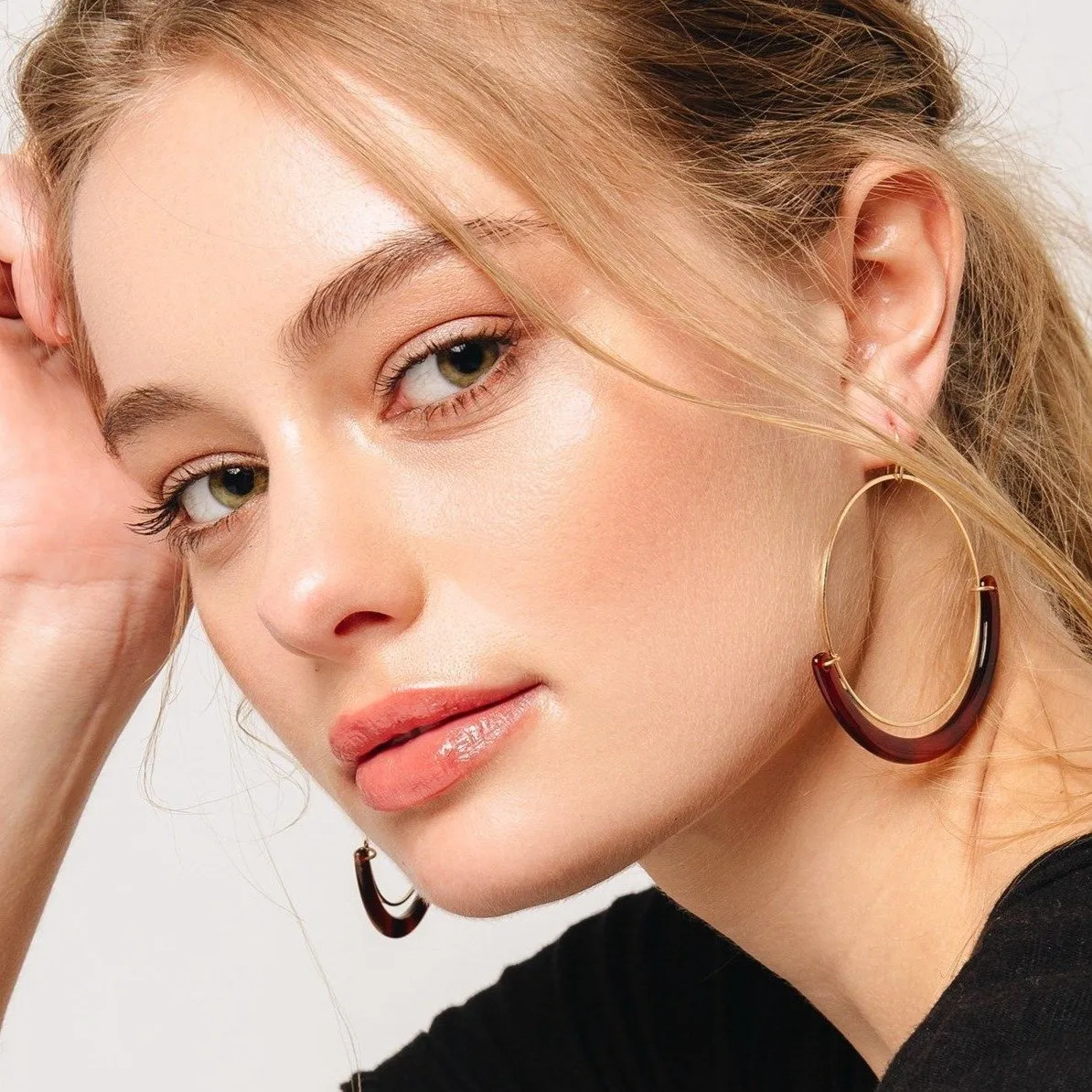 Amber Resin Hoop Earrings