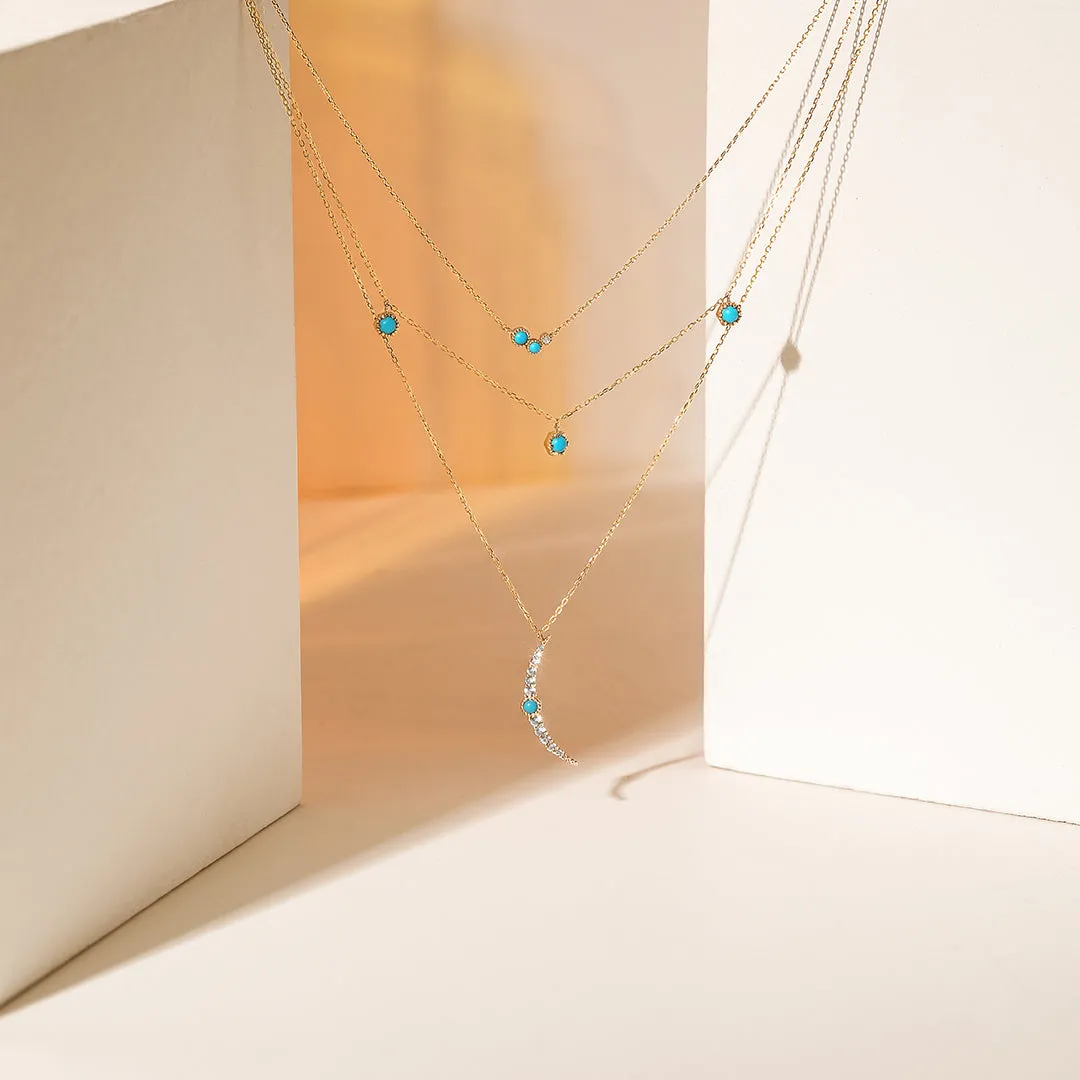 AMIRA | Turquoise & White Sapphire Waterfall Necklace