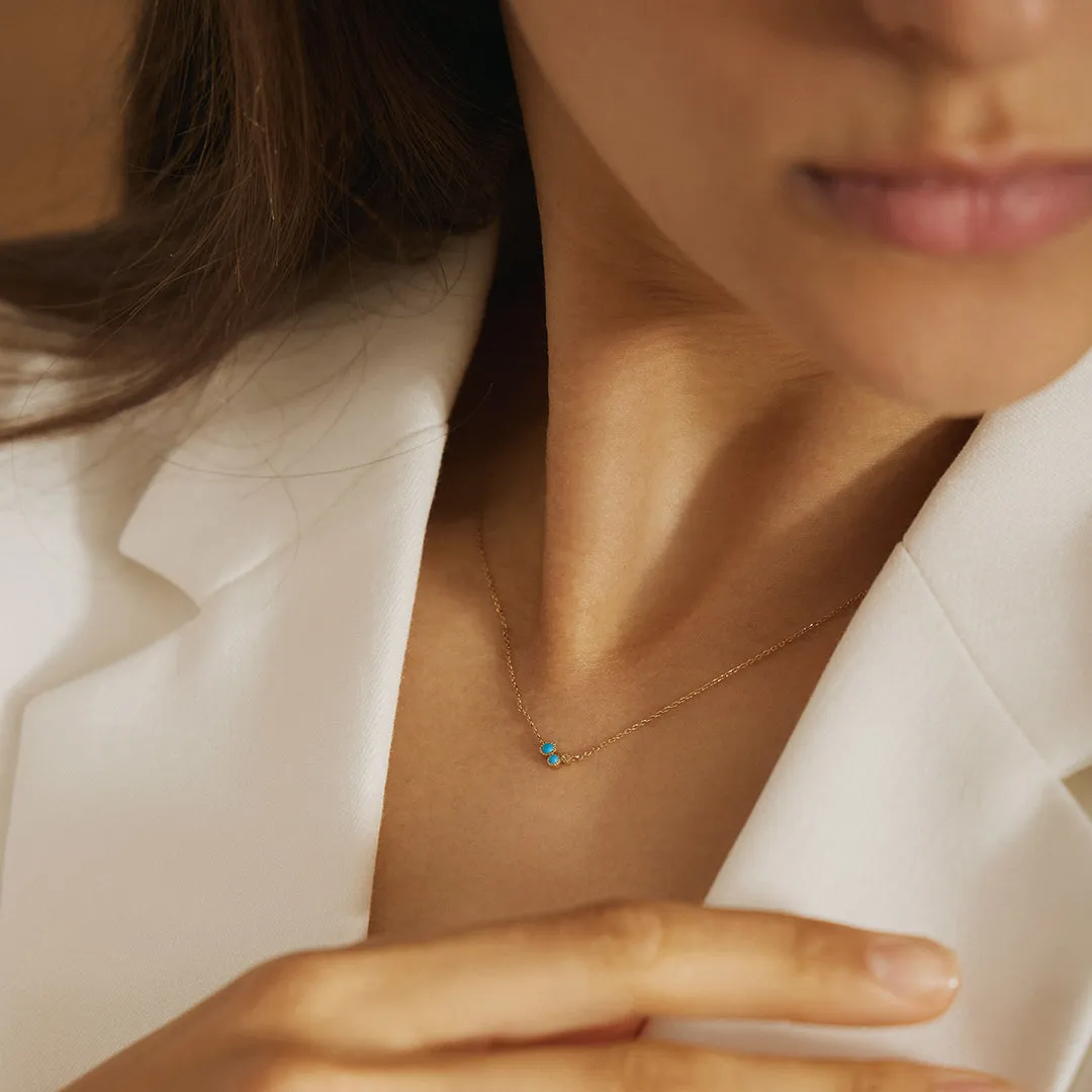 AMIRA | Turquoise & White Sapphire Waterfall Necklace