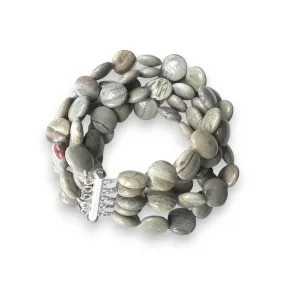 ANN LIGHTFOOT - SILVER LACE AGATE DISC CUFF