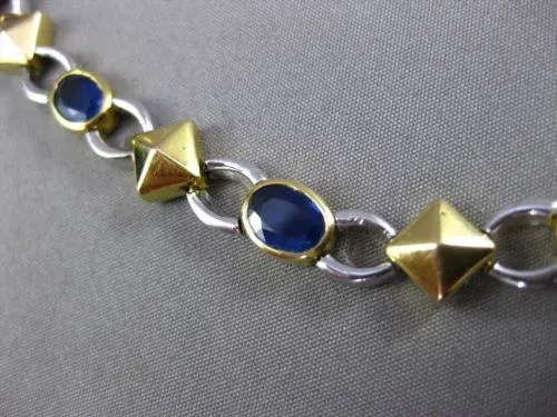 ANTIQUE 12.36CTW AAA SAPPHIRE 18KT WHITE & YELOW GOLD OVAL ETERNITY NECKLACE