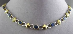 ANTIQUE 12.36CTW AAA SAPPHIRE 18KT WHITE & YELOW GOLD OVAL ETERNITY NECKLACE