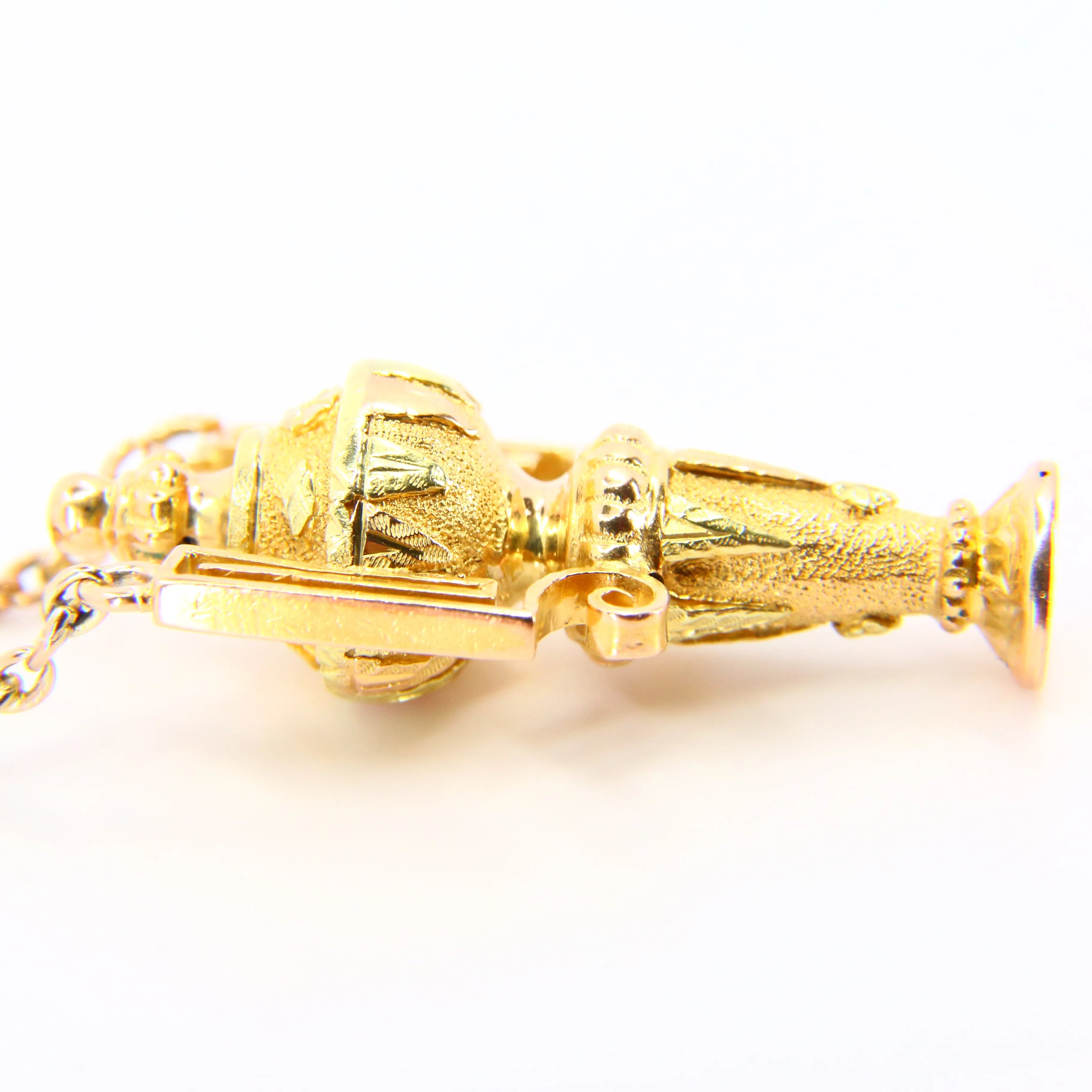 Antique 18k Victorian Albertina Pocket Watch Chain Fob Hanging Urn Yellow Gold Watch Guard Chain