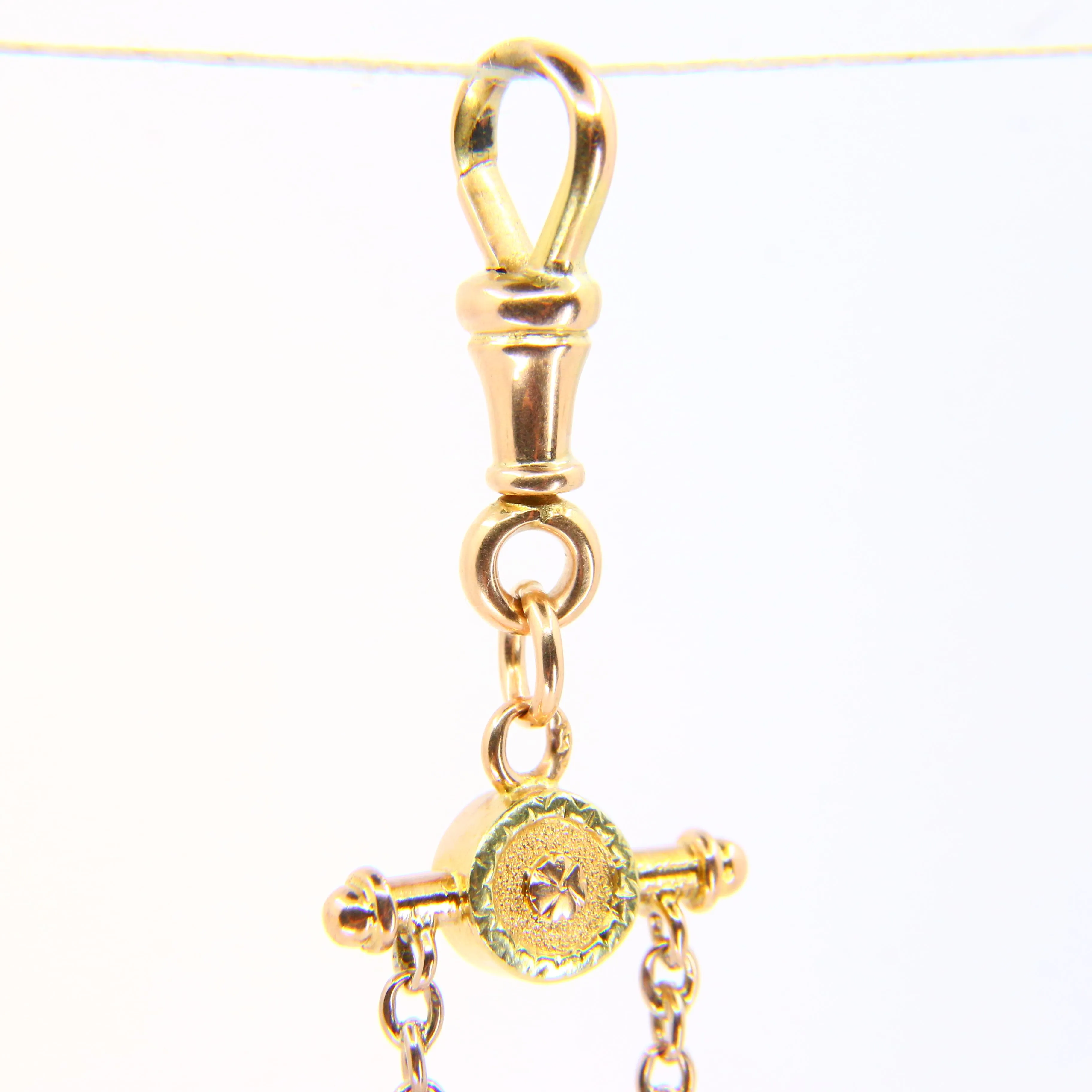 Antique 18k Victorian Albertina Pocket Watch Chain Fob Hanging Urn Yellow Gold Watch Guard Chain