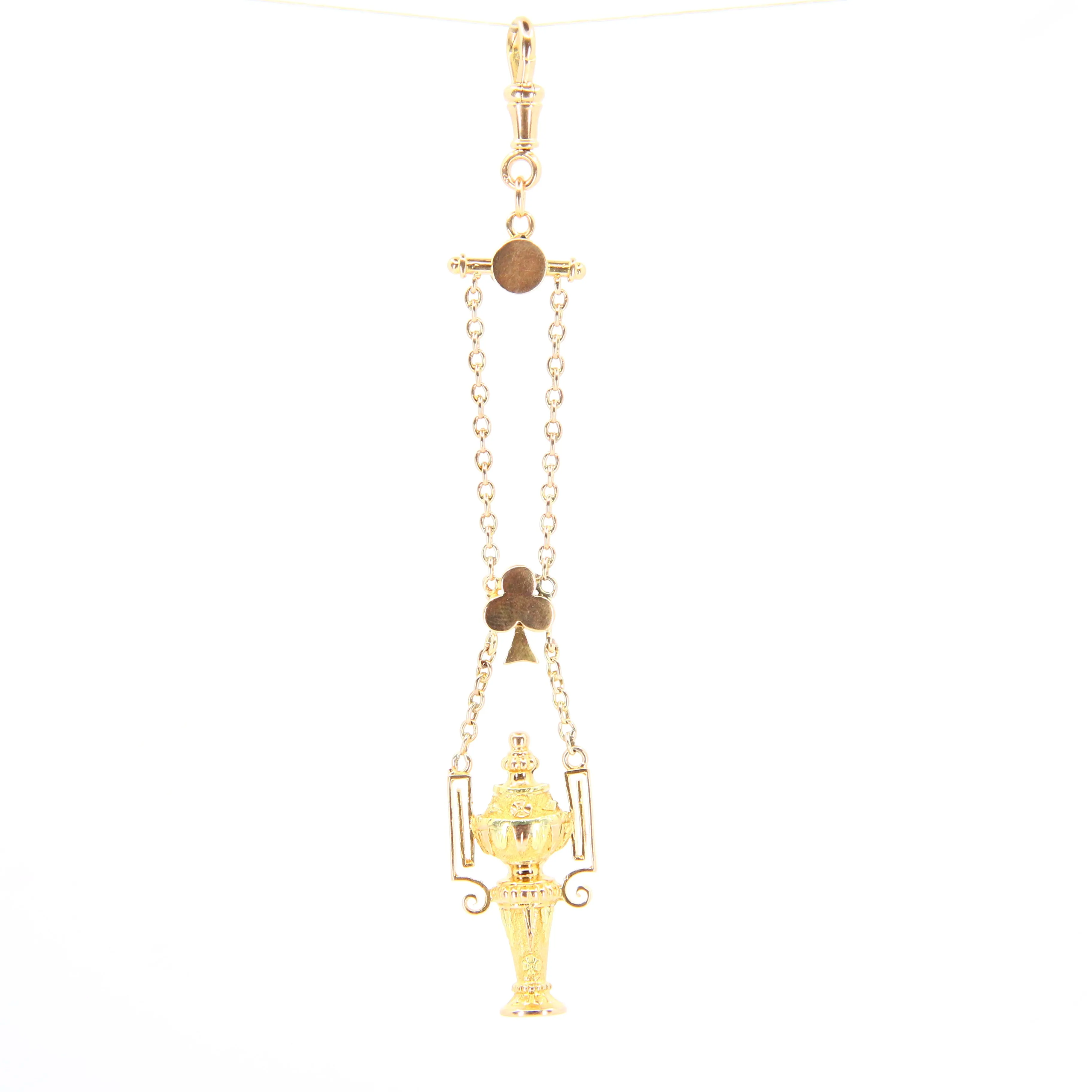 Antique 18k Victorian Albertina Pocket Watch Chain Fob Hanging Urn Yellow Gold Watch Guard Chain