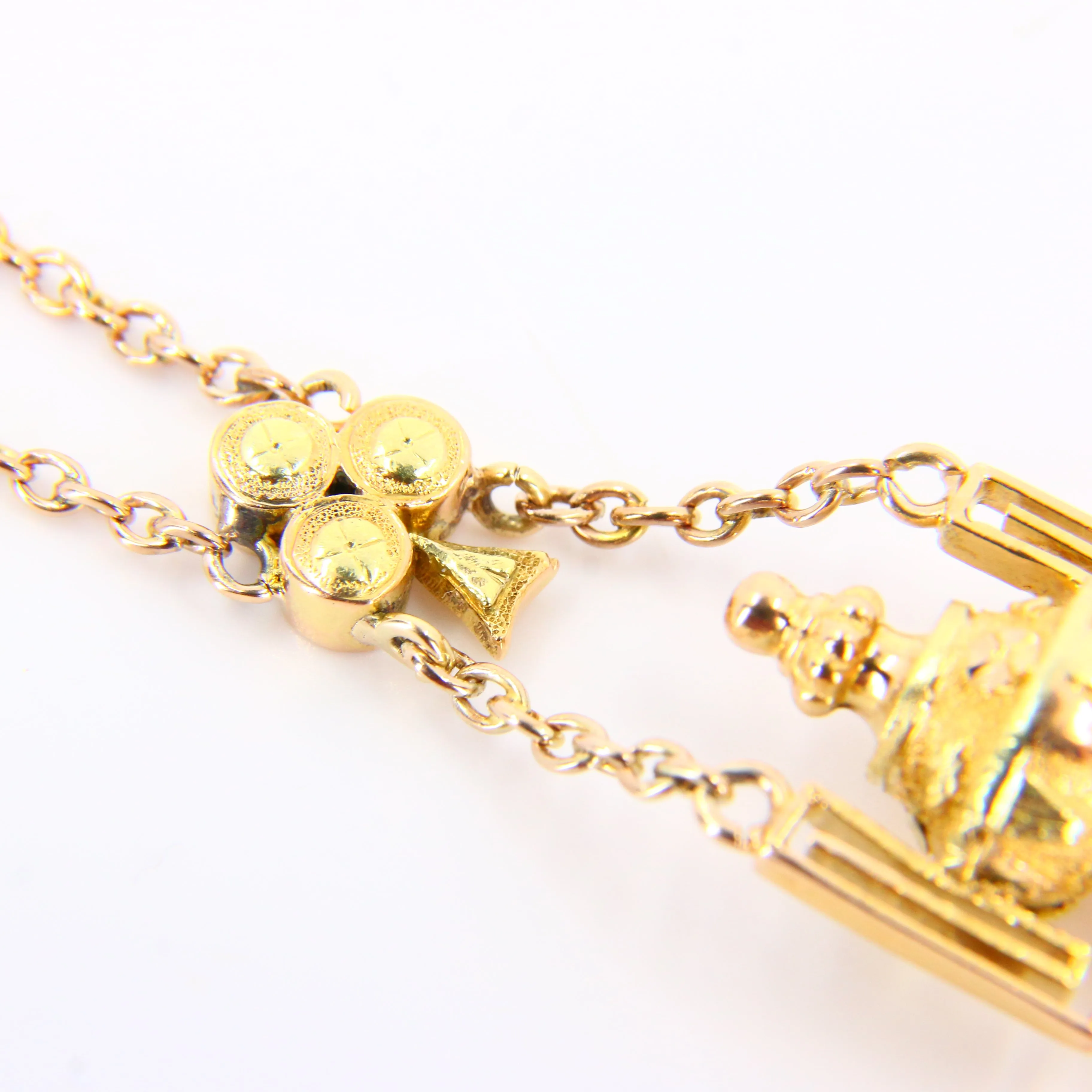 Antique 18k Victorian Albertina Pocket Watch Chain Fob Hanging Urn Yellow Gold Watch Guard Chain