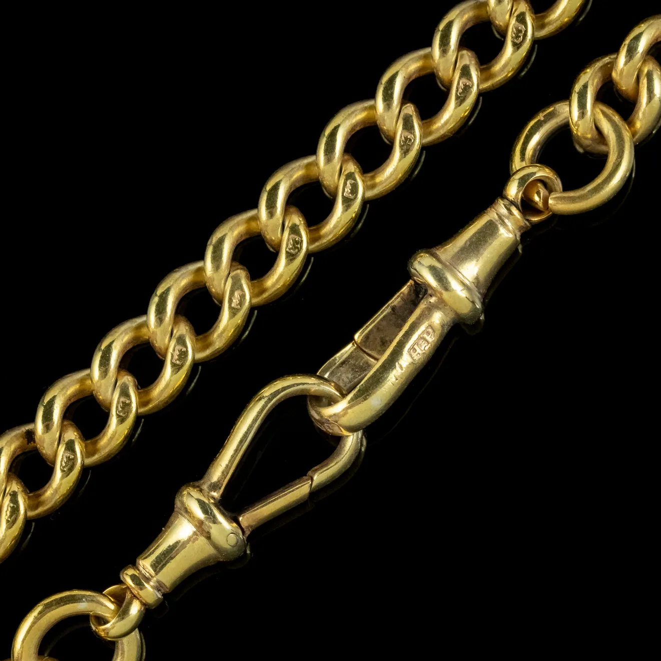 Antique Art Deco Albert Chain Necklace Sterling Silver 18ct Gold Gilt Dated 1920