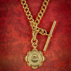 Antique Art Deco Albert Chain Necklace Sterling Silver 18ct Gold Gilt Dated 1920