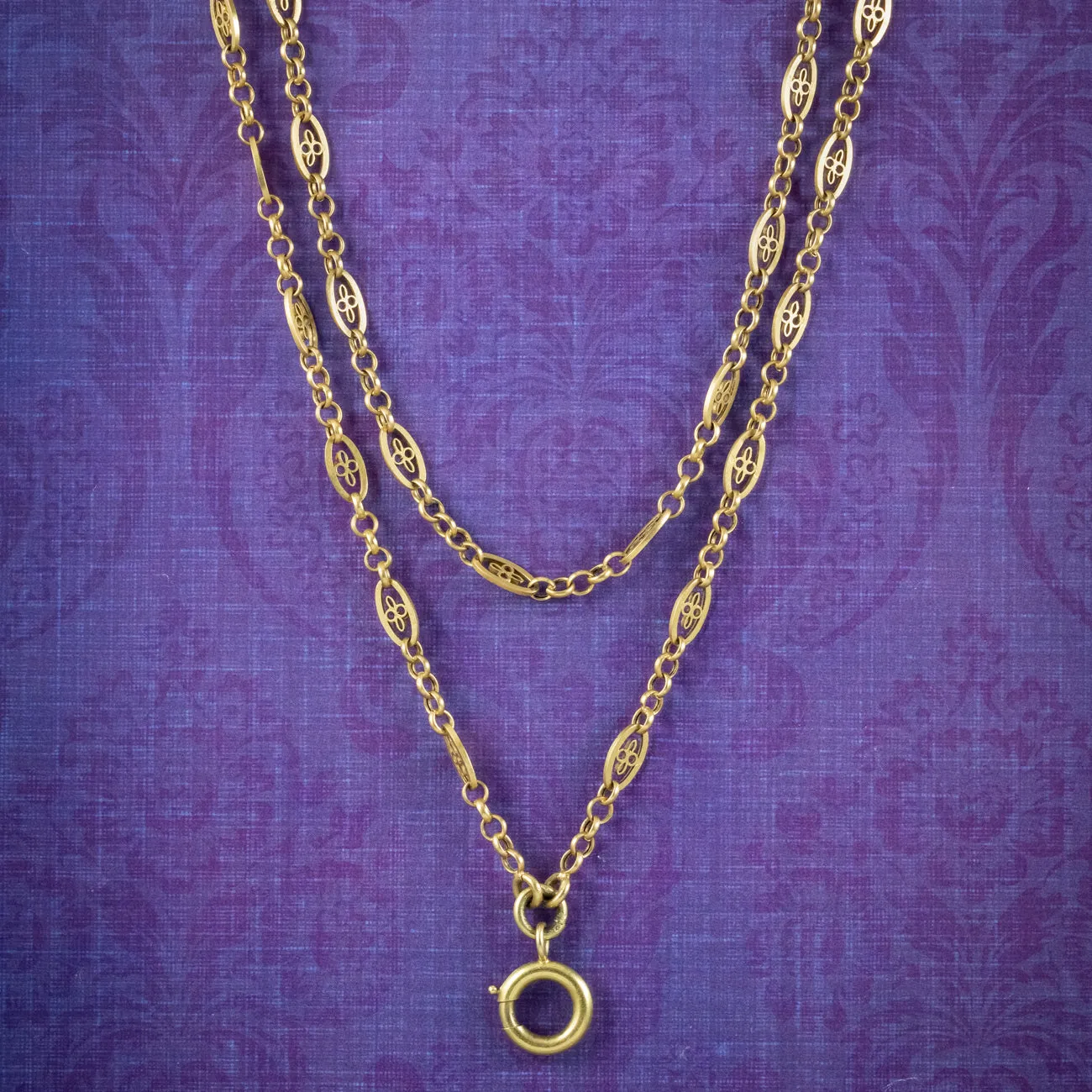 Antique Victorian French Guard Chain Necklace 18ct Gold Circa 1900