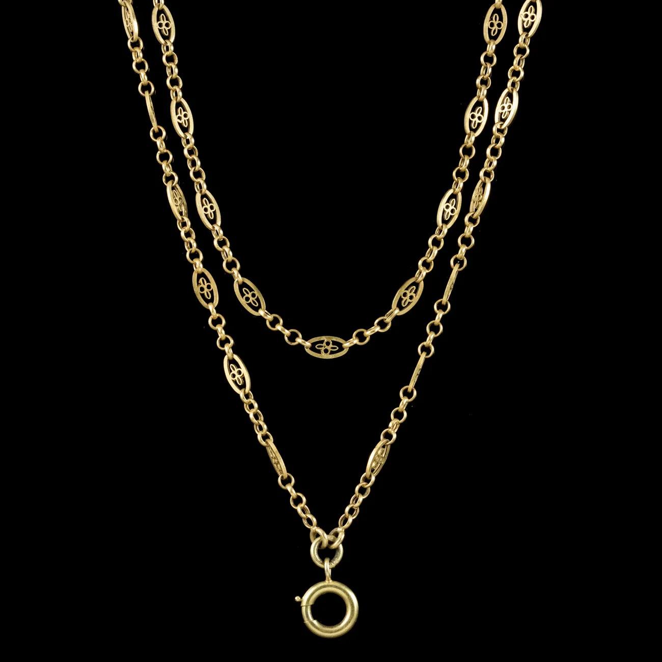 Antique Victorian French Guard Chain Necklace 18ct Gold Circa 1900