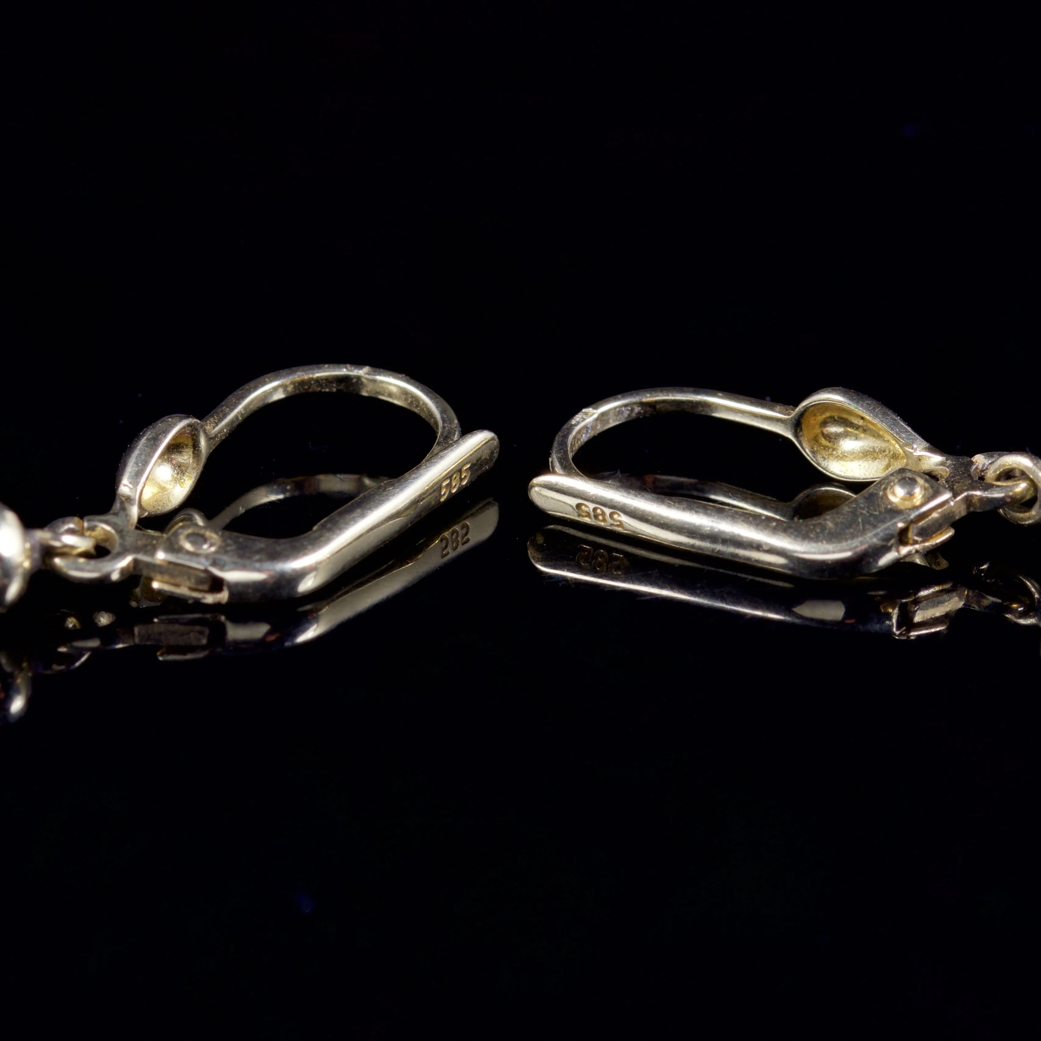 Antique Victorian Long Coral Earrings 14Ct Gold Circa 1900