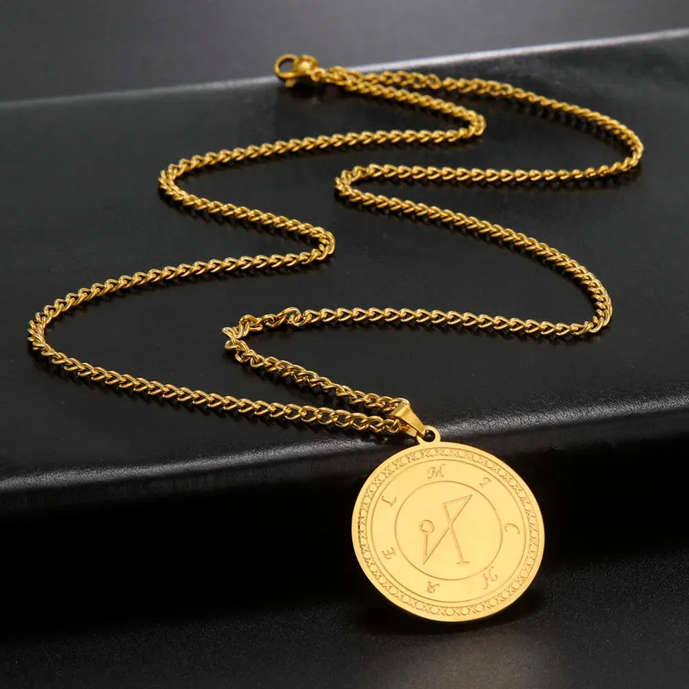 Archangel Michael Sigil Pendant Stainless Steel Amulet Necklace