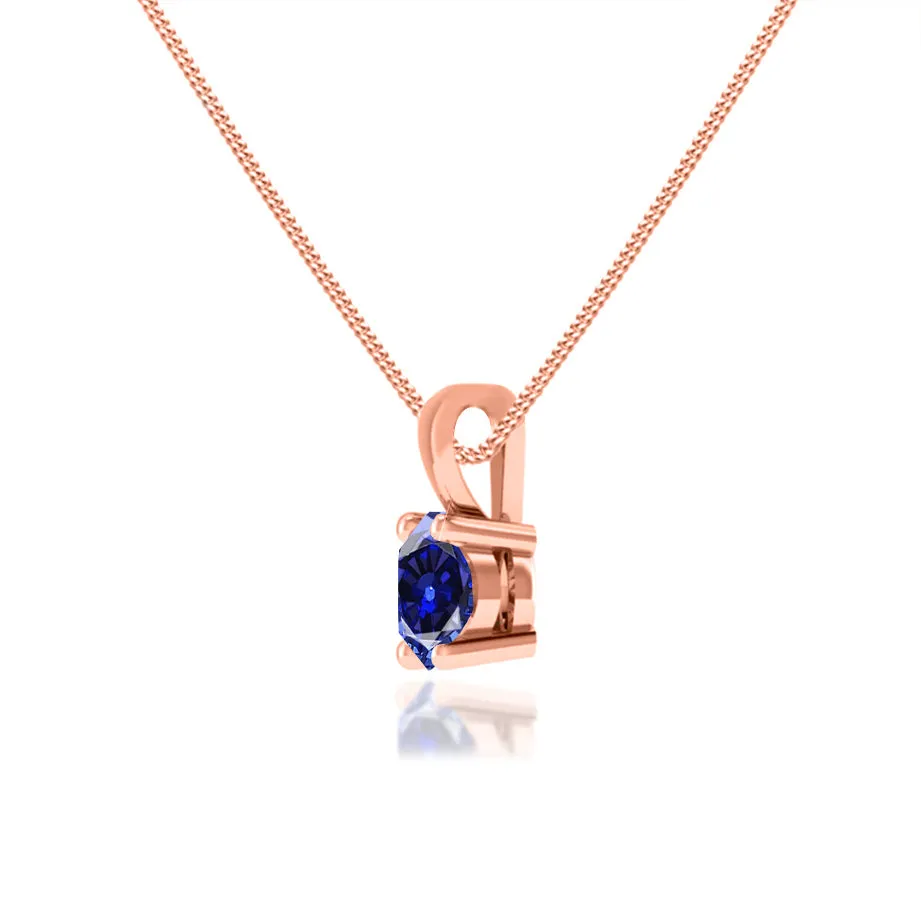 AURORA - Round Blue Sapphire 18k Rose Gold Solitaire Pendant