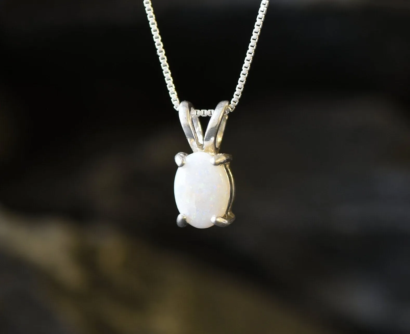 Australian Opal Pendant - Natural Opal Necklace - October Birthstone Necklace