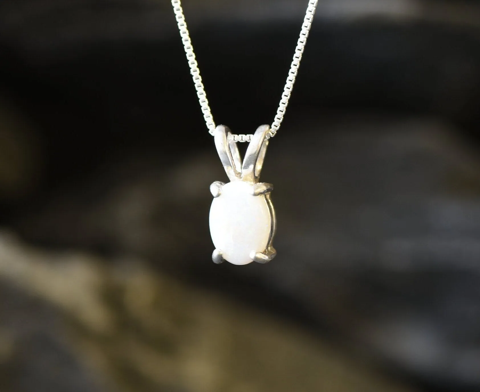 Australian Opal Pendant - Natural Opal Necklace - October Birthstone Necklace