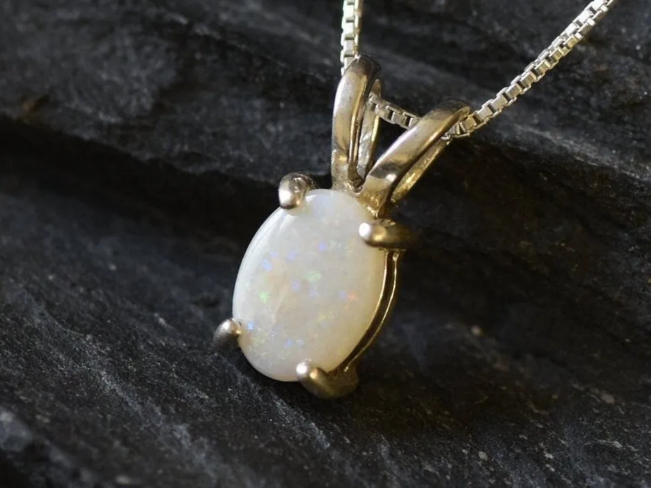 Australian Opal Pendant - Natural Opal Necklace - October Birthstone Necklace
