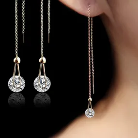 Austrian Zircon Long Chain Earrings