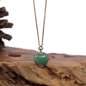 Baikalla 14K Yellow Gold Genuine Burmese Green Jadeite Jade Heart Pendant with VS1 Diamonds High Jewelry