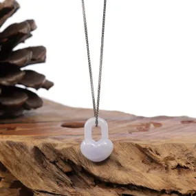 Baikalla Lavender Jadeite Jade Heart Lock Necklace Pendant