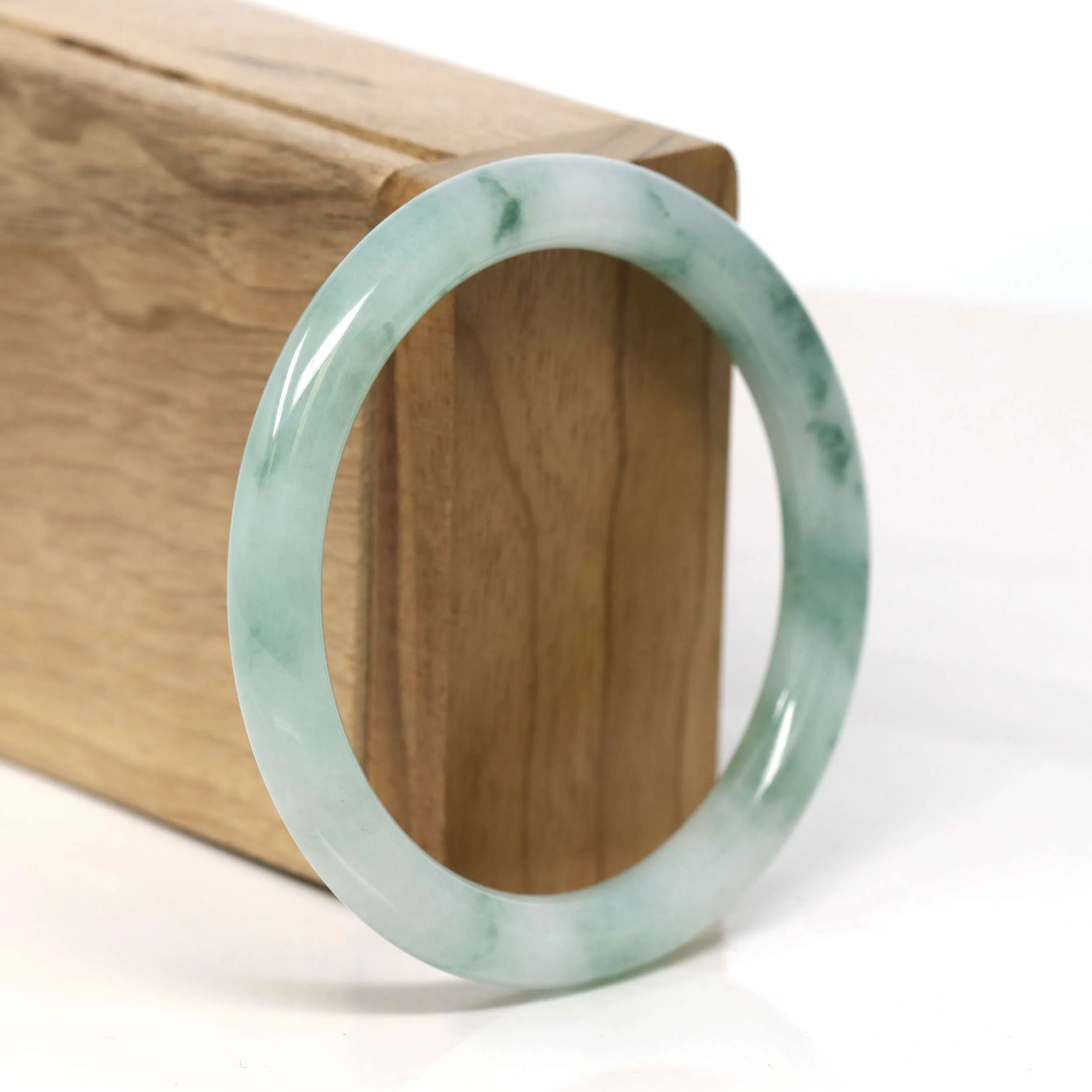 Baikalla "Full Round" Blue Green Jadeite Jade Bangle Bracelet (55.6 mm) #T342
