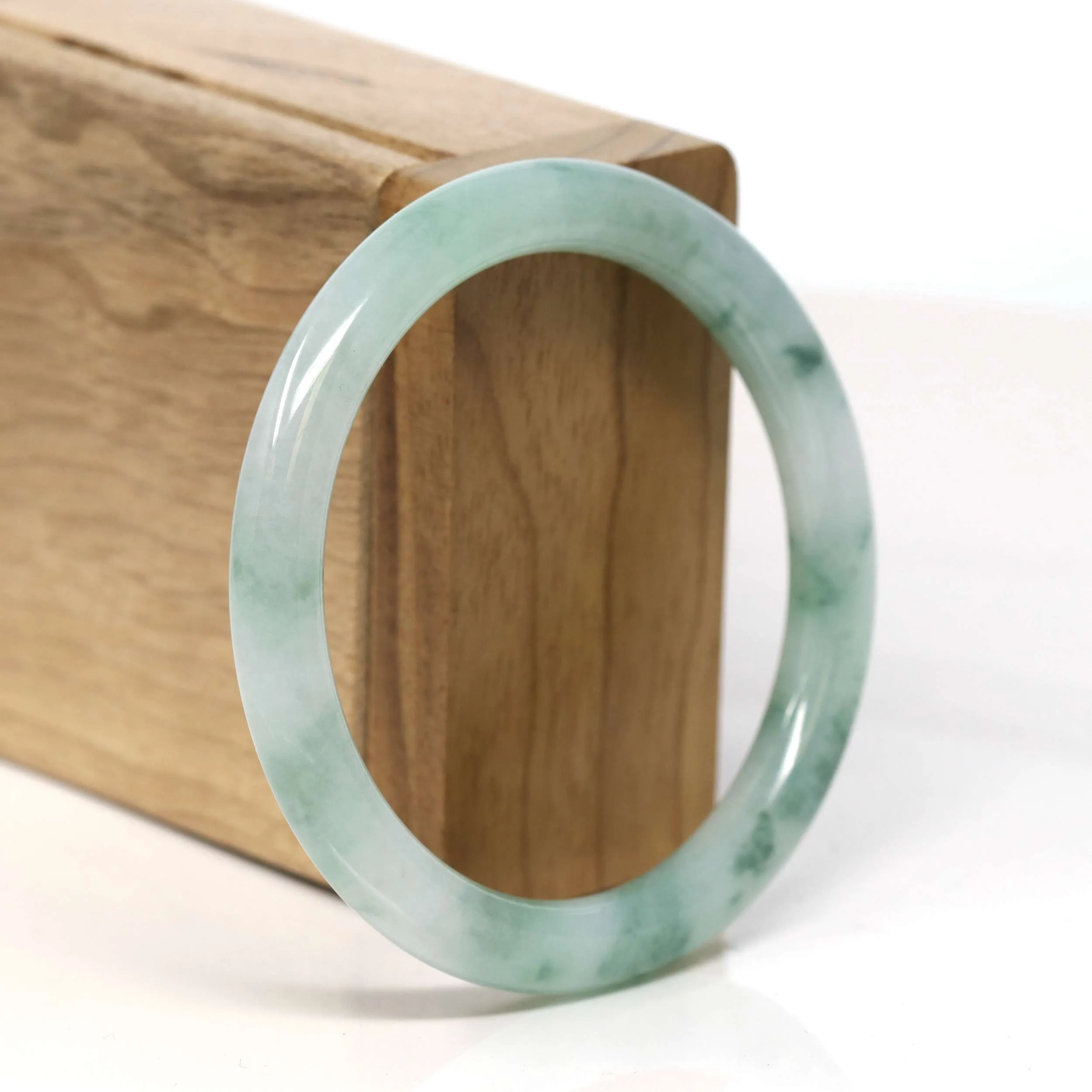 Baikalla "Full Round" Blue Green Jadeite Jade Bangle Bracelet (55.6 mm) #T342