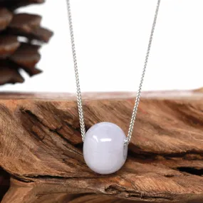 Baikalla™ "Good Luck Button" Necklace Light Lavender Jade Lucky KouKou Pendant Necklace