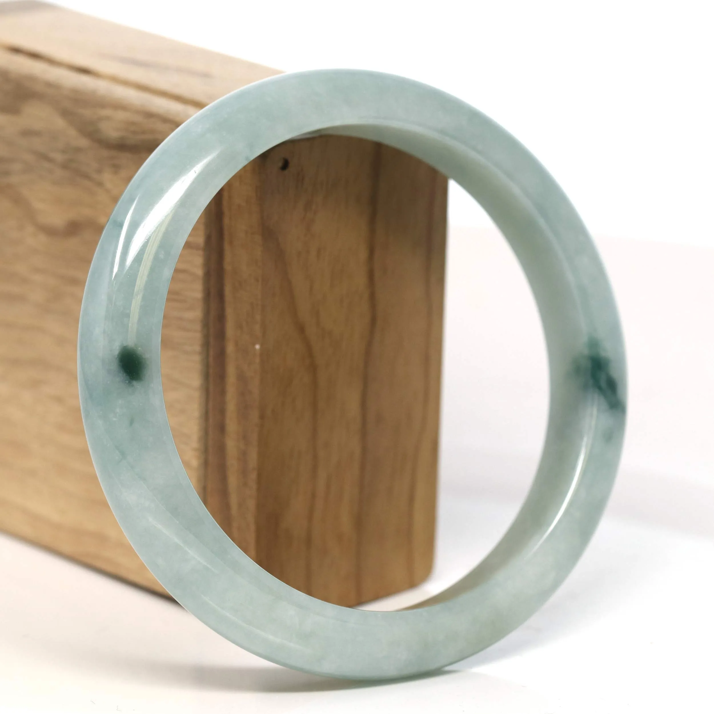 Baikalla "Half Round" Blue-Green Jadeite Jade Bangle Bracelet (63.42 mm) #T391