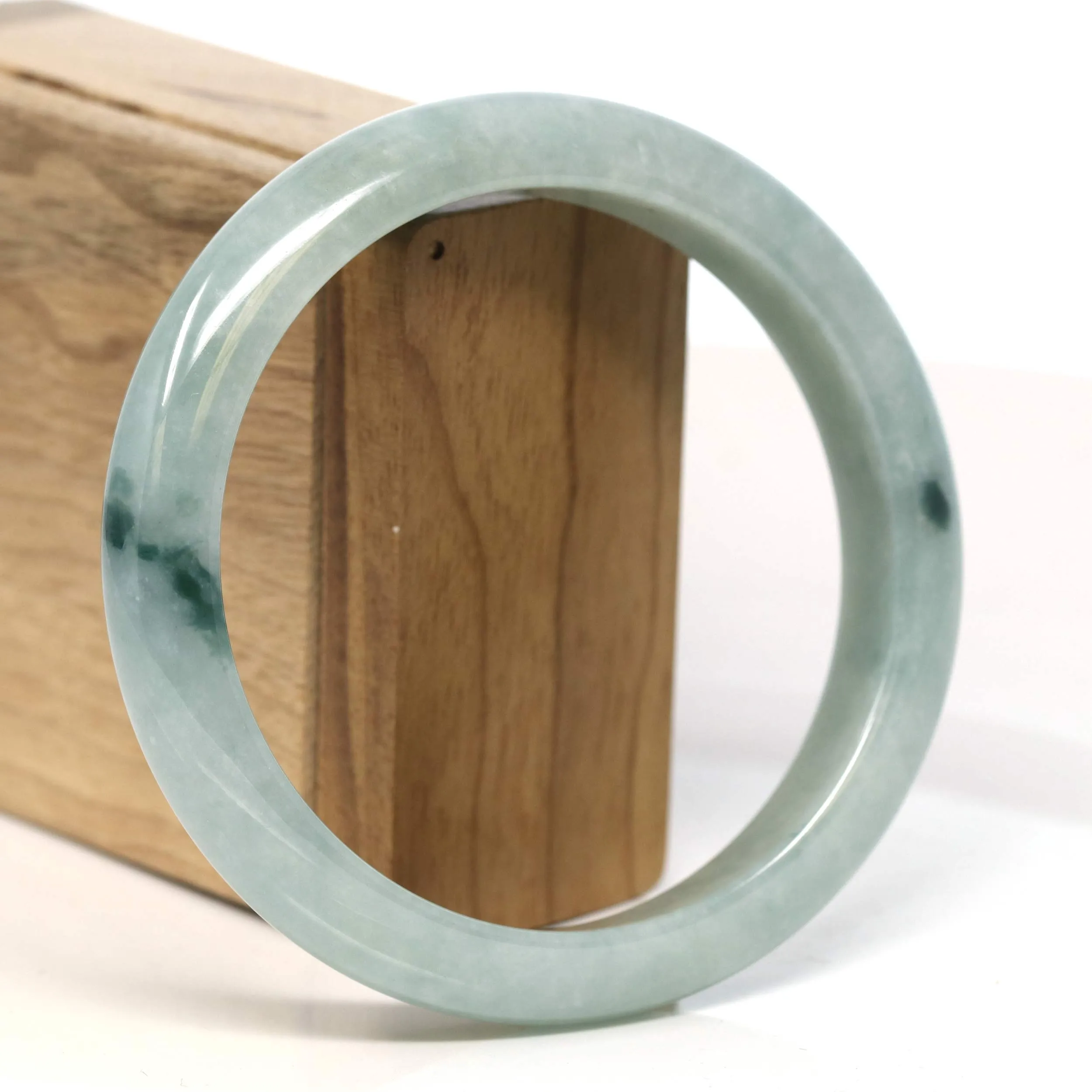 Baikalla "Half Round" Blue-Green Jadeite Jade Bangle Bracelet (63.42 mm) #T391