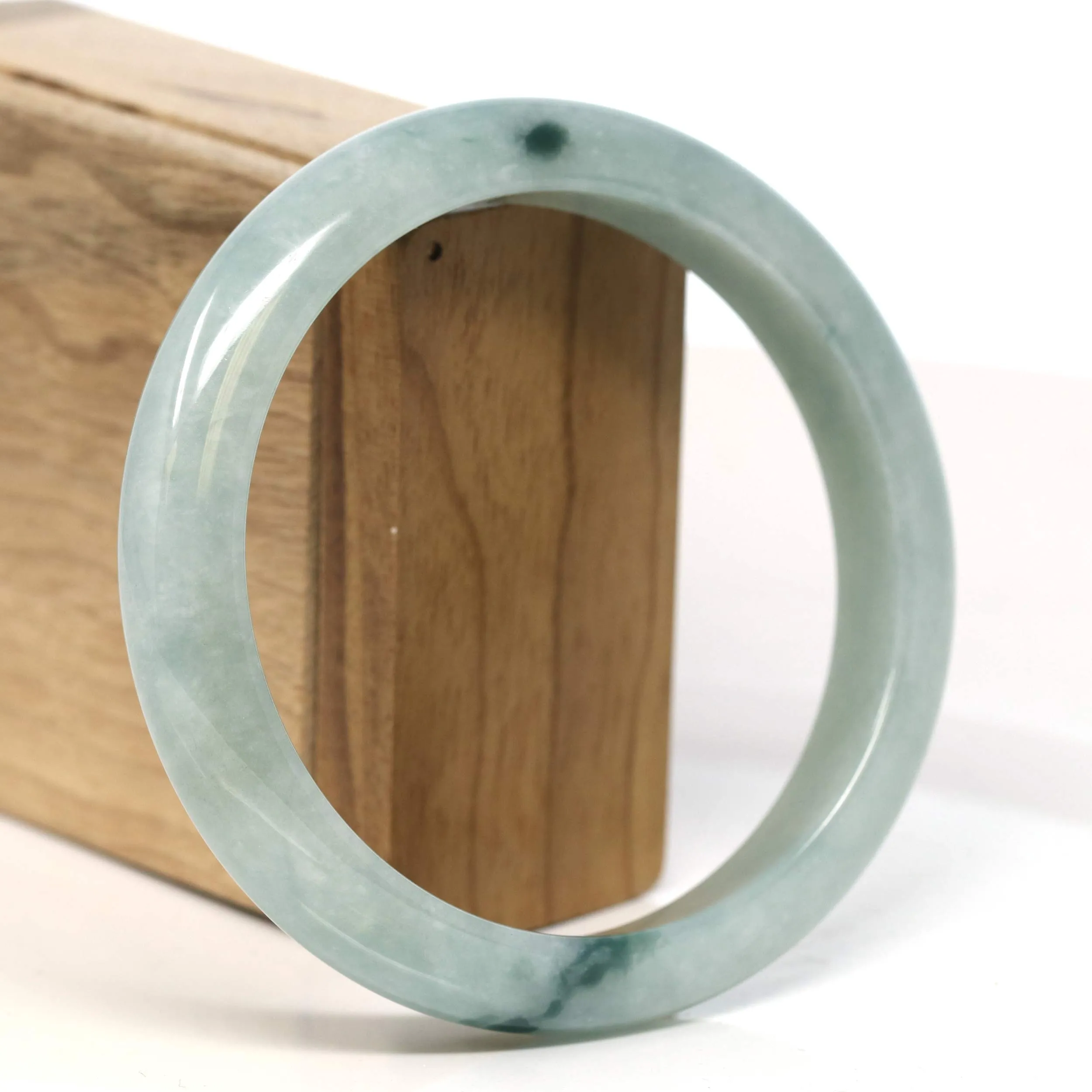Baikalla "Half Round" Blue-Green Jadeite Jade Bangle Bracelet (63.42 mm) #T391