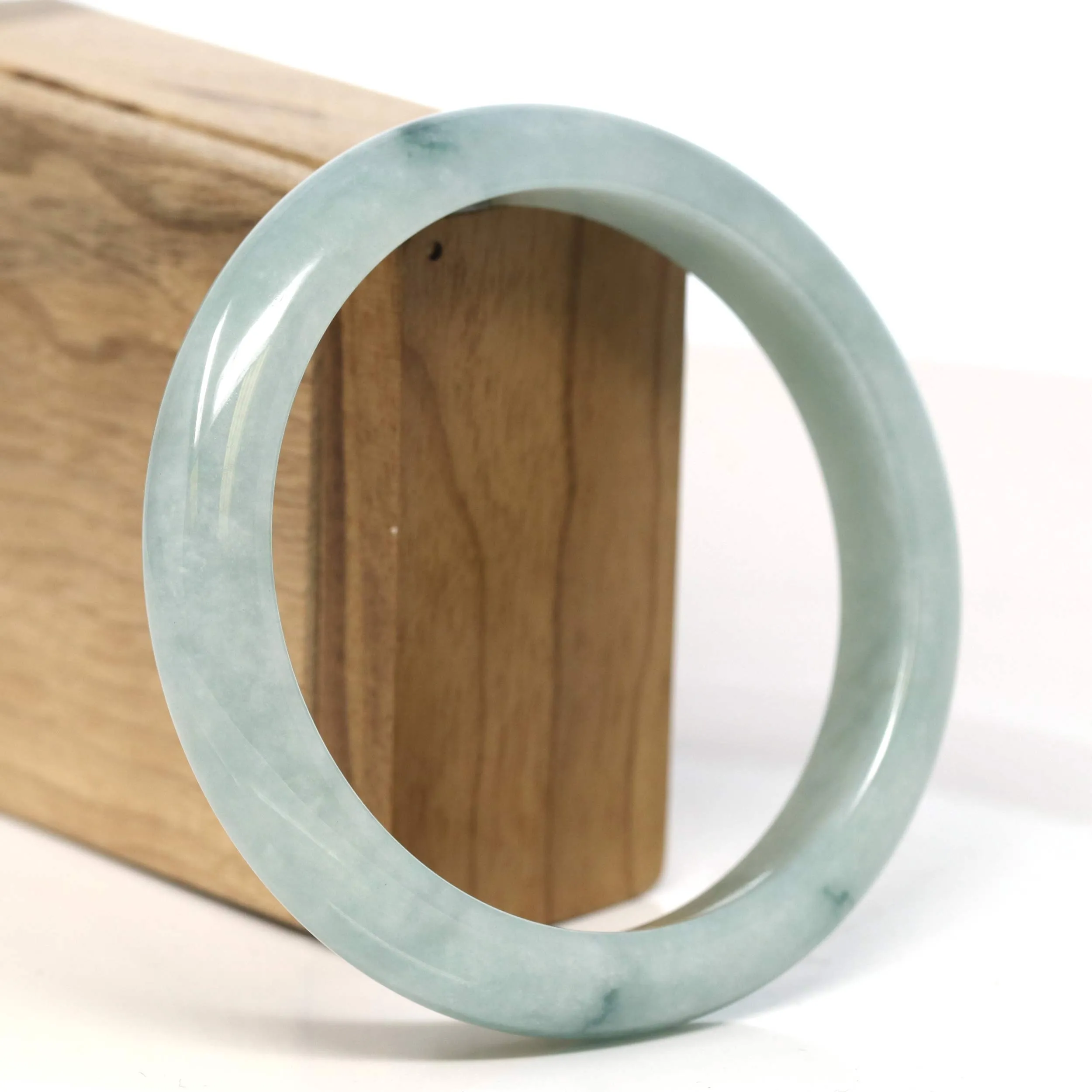 Baikalla "Half Round" Blue-Green Jadeite Jade Bangle Bracelet (63.42 mm) #T391