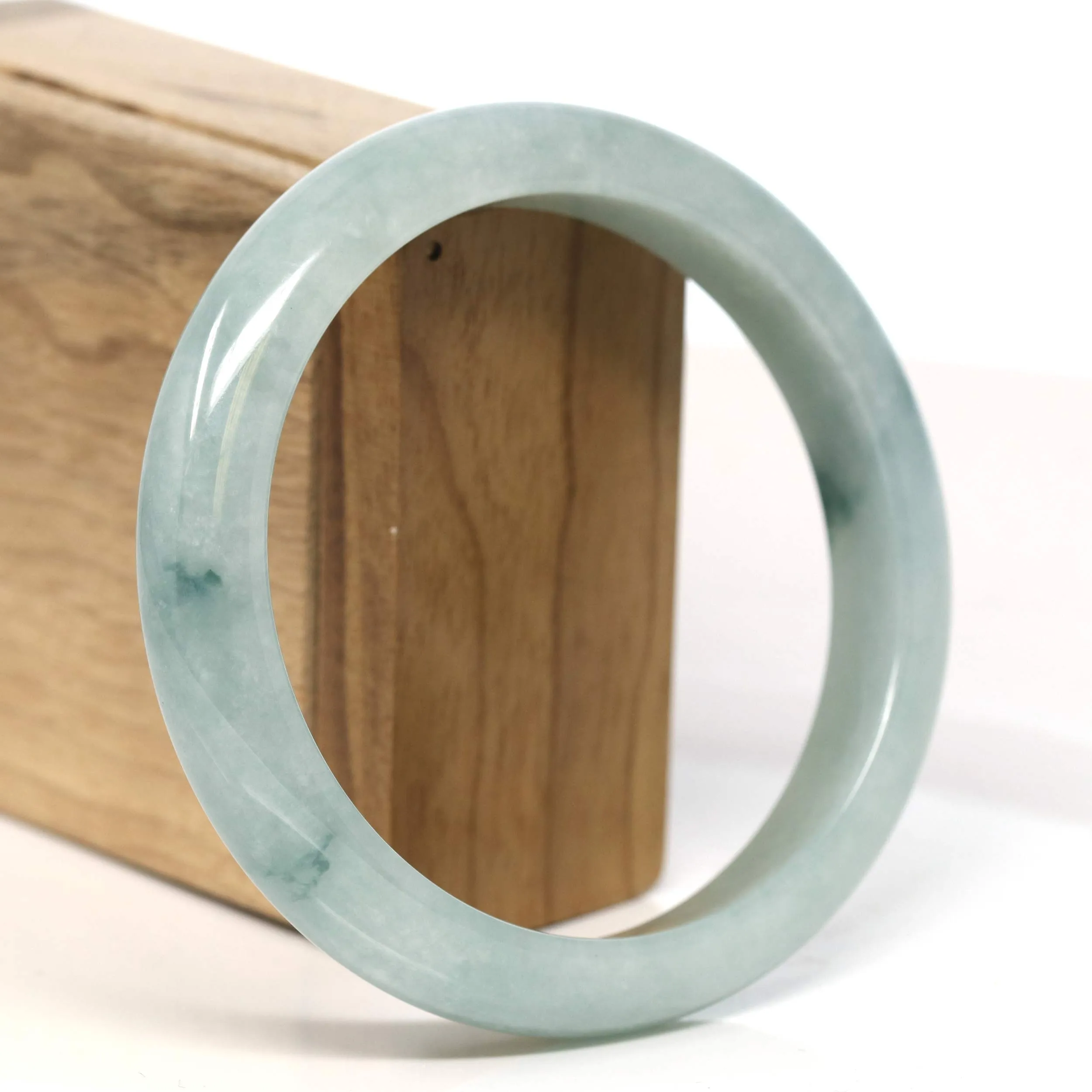 Baikalla "Half Round" Blue-Green Jadeite Jade Bangle Bracelet (63.42 mm) #T391