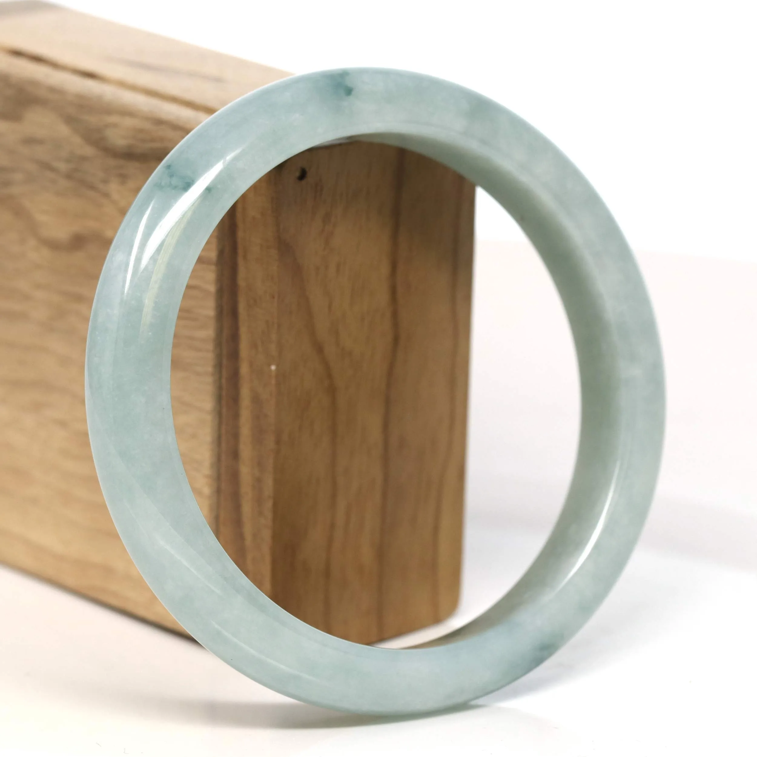 Baikalla "Half Round" Blue-Green Jadeite Jade Bangle Bracelet (63.42 mm) #T391